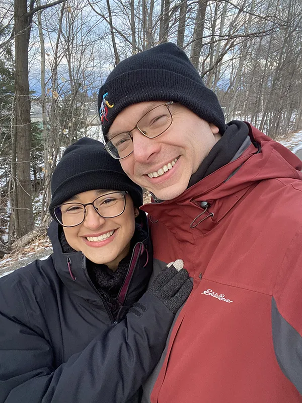 Nathan Pelton and Fabiola Moura on a walk                   